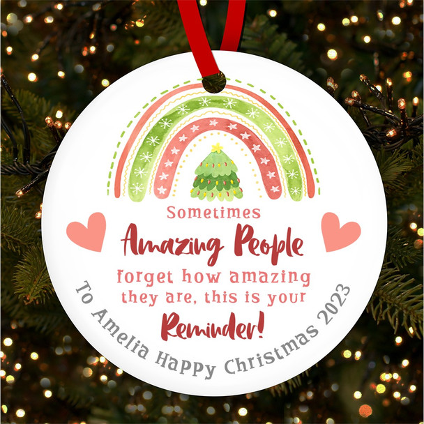 Amazing Person Secret Santa Gift Rainbow Custom Christmas Tree Bauble Decoration