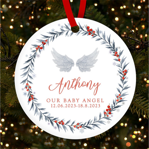 Our Baby Angel Wings Winter Blue Personalised Christmas Tree Ornament Decoration