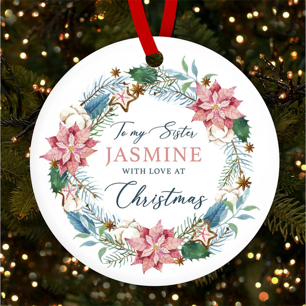 Sister Pretty Blue & Pink Winter Personalised Christmas Tree Ornament Decoration Sister Pretty Blue & Pink Winter Personalised Christmas Tree Ornament Decoration