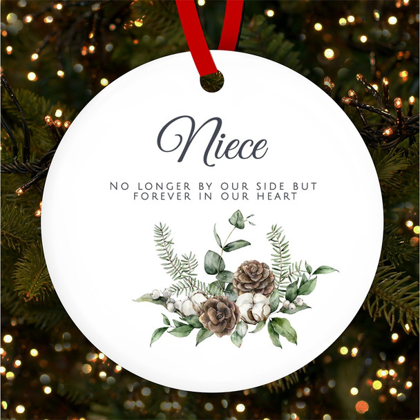 Niece Memorial White Winter Pine Personalised Christmas Tree Ornament Decoration