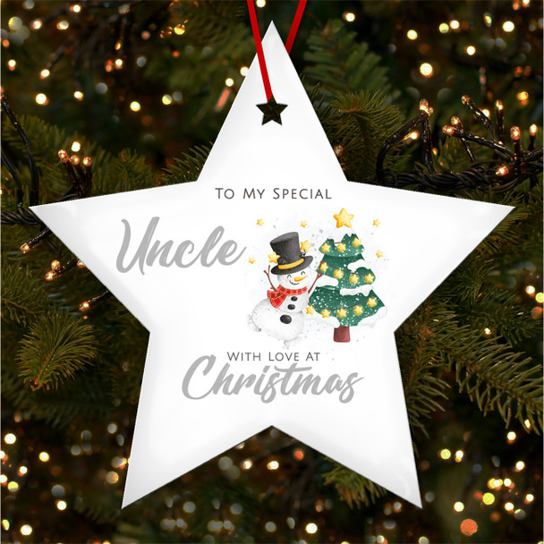 Special Uncle Happy Snowman Tree Personalised Christmas Tree Ornament Decoration
