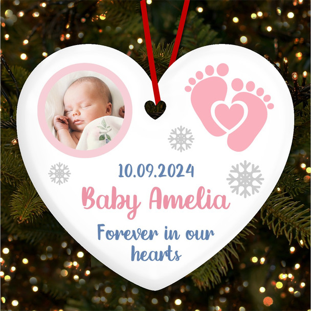 Baby Girl Memorial Photo Footprints Child Loss Custom Christmas Tree Decoration