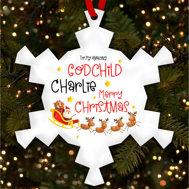 Amazing Godchild Santa On Sleigh His Reindeers Custom Christmas Tree Decoration Amazing Godchild Santa On Sleigh His Reindeers Custom Christmas Tree Decoration