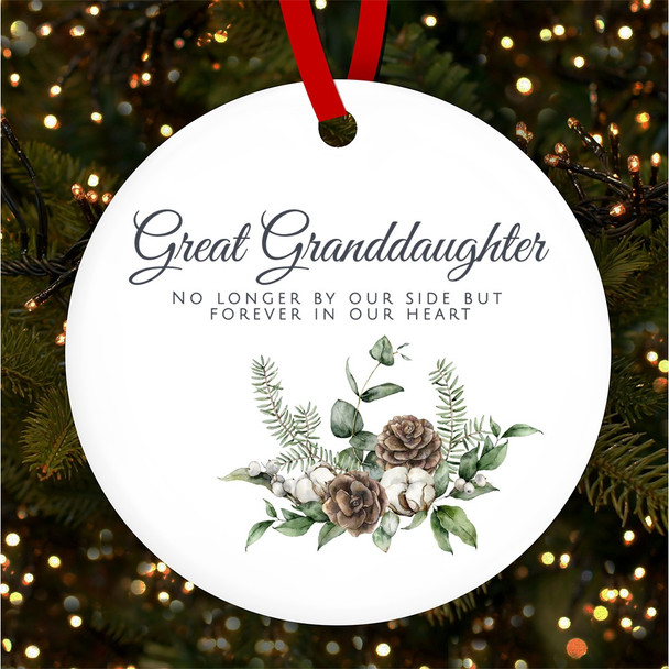 Great Granddaughter Memorial White Pine Custom Christmas Tree Bauble Decoration