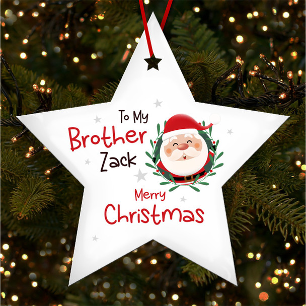 Santa Claus To My Brother Holly Personalised Christmas Tree Ornament Decoration