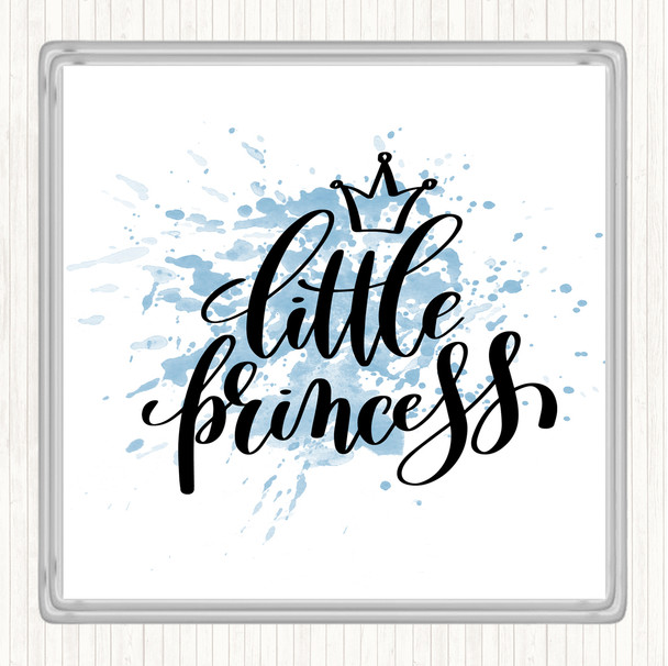 Blue White Little Princess Inspirational Quote Coaster