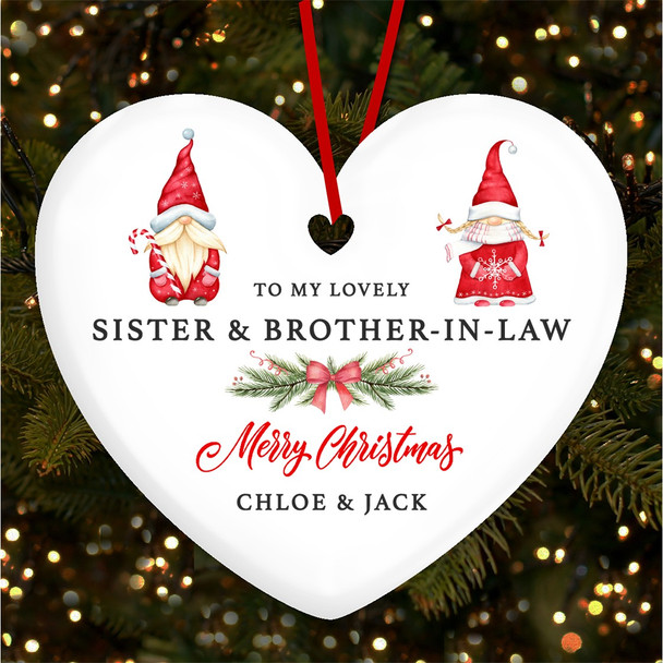 Sister Brother-in-law Pair Of Gnomes Custom Christmas Tree Ornament Decoration