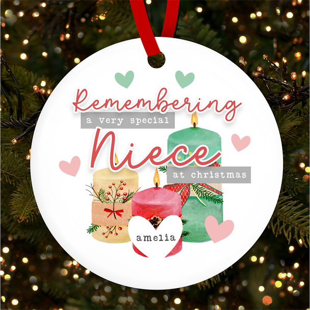 Remembering A Niece Memorial Candles Custom Christmas Tree Bauble Decoration