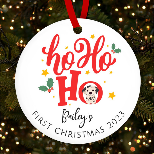 Dalmatian Puppy 1st Ho Ho Ho Personalised Christmas Tree Ornament Decoration