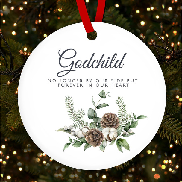 Godchild Memorial Pine White Personalised Christmas Tree Ornament Decoration