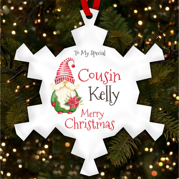 Special Cousin Festive Gnome Personalised Christmas Tree Ornament Decoration