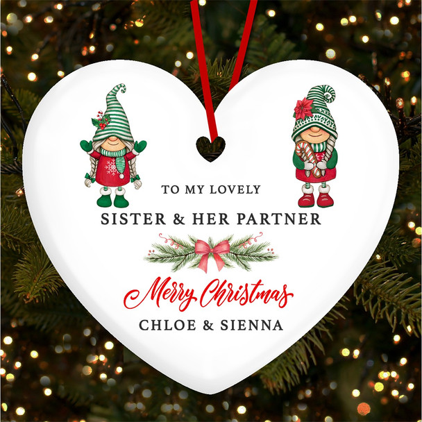 Daughter Her Partner Pair Of Female Gnomes Custom Christmas Tree Decoration