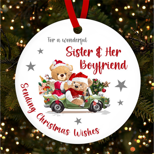 Sister and Her Boyfriend Bear Car Custom Christmas Tree Ornament Decoration