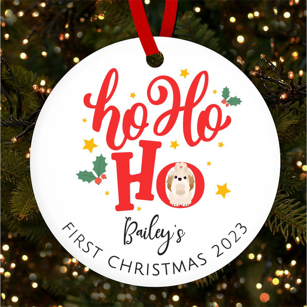 Ho Ho Ho Dogs First Puppy Style 3 Custom Christmas Tree Ornament Decoration