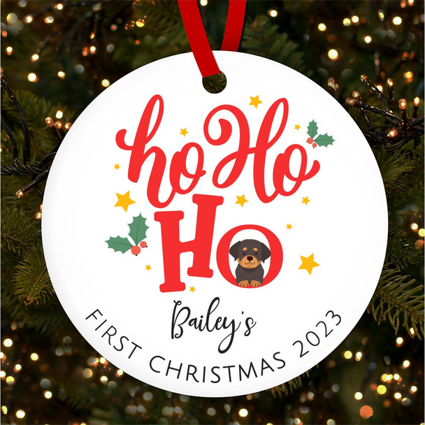 Ho Ho Ho Dogs First Puppy Style 4 Custom Christmas Tree Ornament Decoration