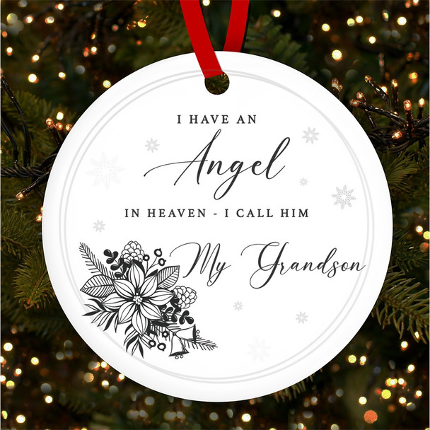 Grandson Memorial Angel In Heaven Custom Christmas Tree Ornament Decoration