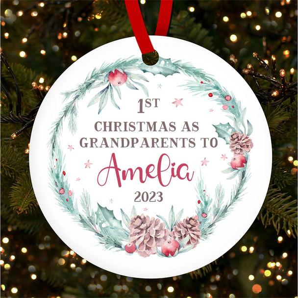 First As Grandparents Pine Winter Custom Christmas Tree Ornament Decoration