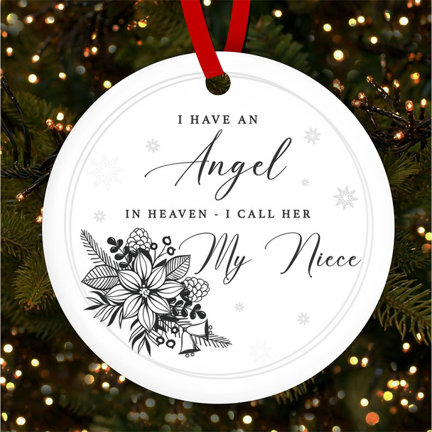 Niece Black Angel In Heaven Personalised Christmas Tree Ornament Decoration