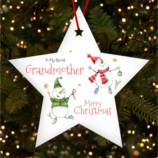 Special Grandmother Snowmen Personalised Christmas Tree Ornament Decoration