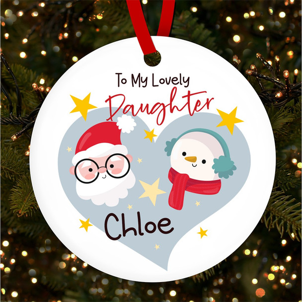 Santa Claus Snowman To My Lovely Daughter Custom Christmas Tree Decoration