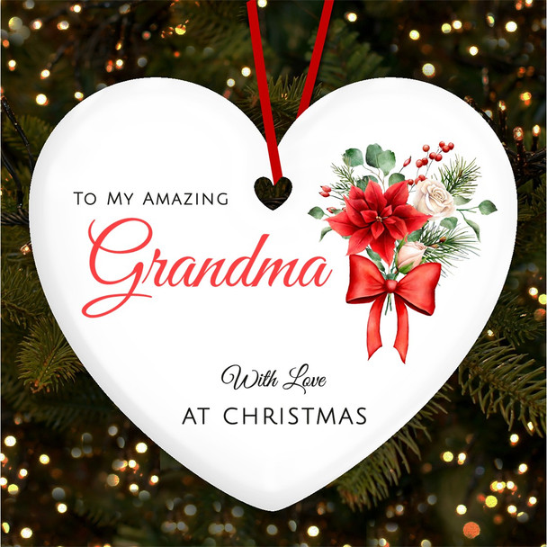 Grandma Winter Red & White Personalised Christmas Tree Ornament Decoration