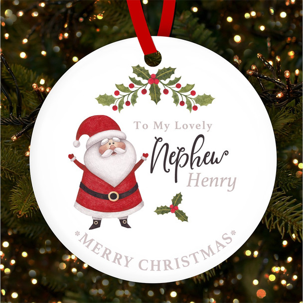 Santa Claus Lovely Nephew Personalised Christmas Tree Ornament Decoration