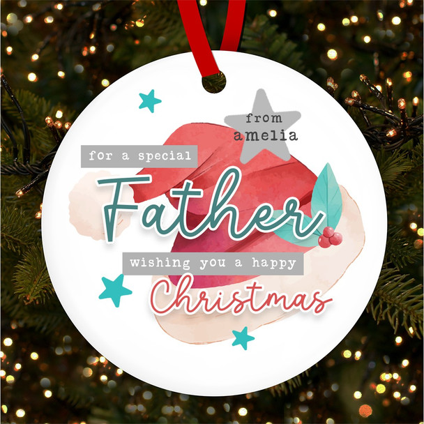 Special Father Santa Hat Personalised Christmas Tree Ornament Decoration