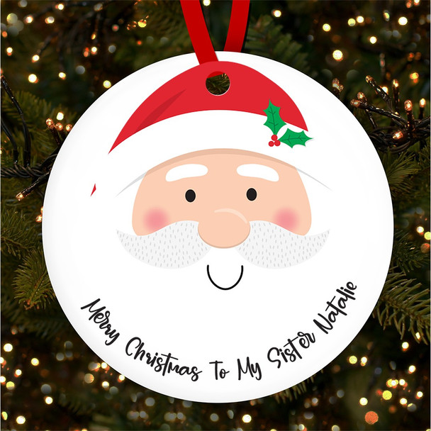 Sister Santa Claus Head Personalised Christmas Tree Ornament Decoration