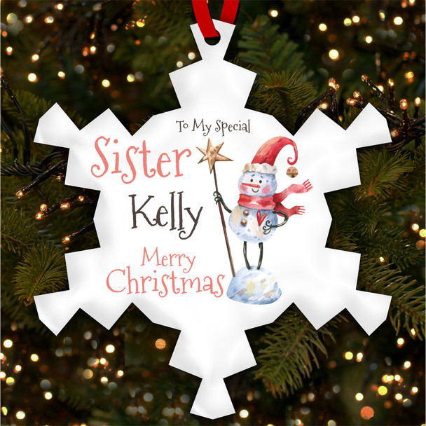 Special Sister Snowman Personalised Christmas Tree Ornament Decoration