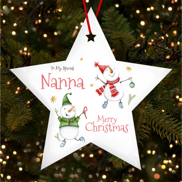 Special Nanna Snowmen Personalised Christmas Tree Ornament Decoration