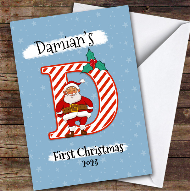 Alphabet 1st First Xmas Santa Letter D Custom Personalised Christmas Card