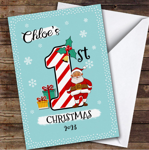 1st First Xmas Santa Custom Greeting Personalised Christmas Card