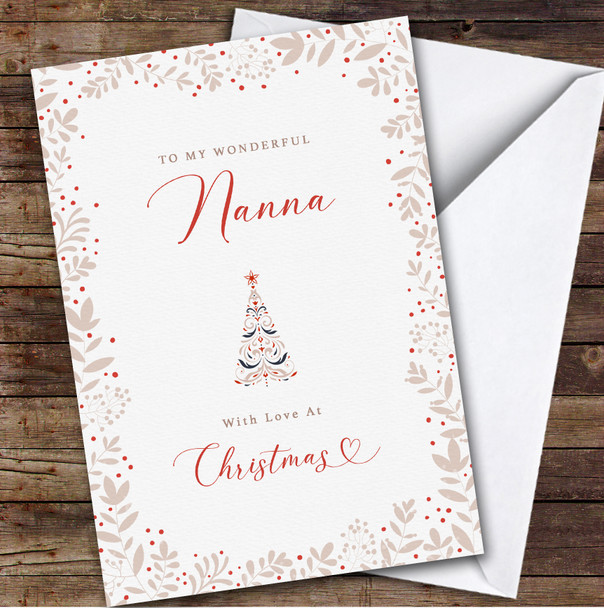 Nanna Floral Custom Greeting Personalised Christmas Card