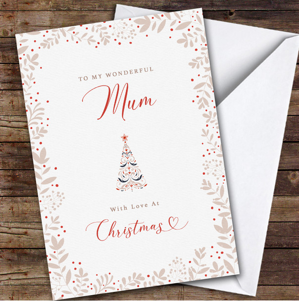 Mum Floral Custom Greeting Personalised Christmas Card