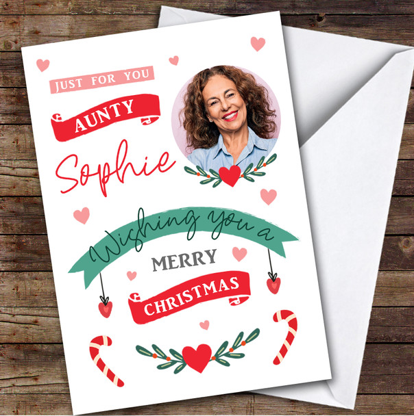 Aunty Banner Photo Custom Greeting Personalised Christmas Card