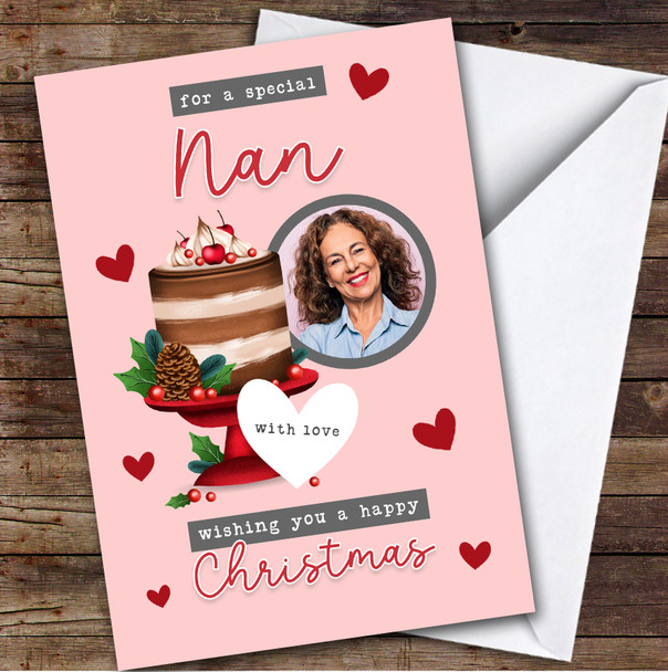 Nan Cake Photo Custom Greeting Personalised Christmas Card