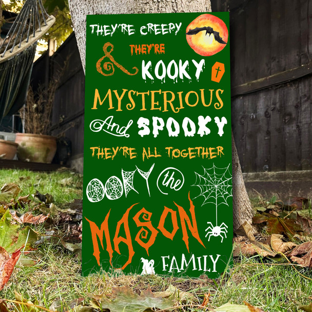 Addams Family Song Spooky Orange Green Personalised Decoration Halloween Sign