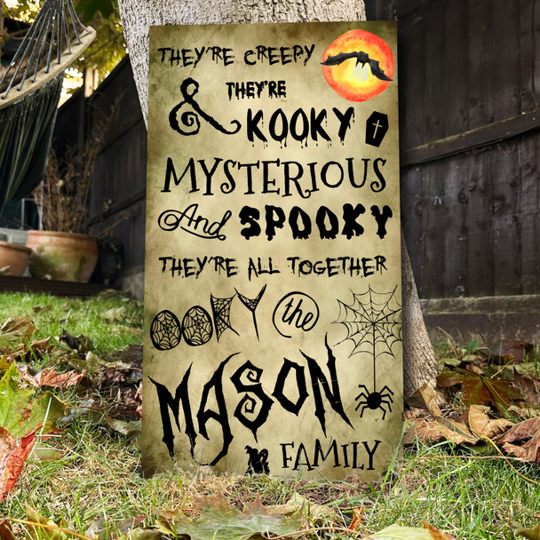 Addams Family Song Kooky Spooky Personalised Decoration Halloween Sign