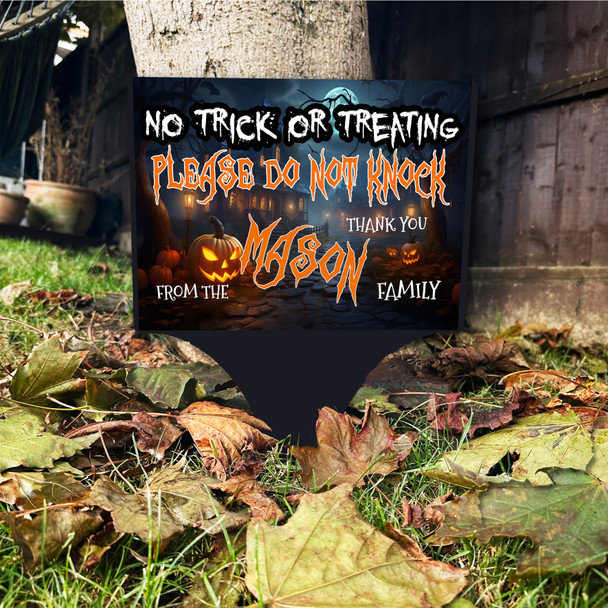 No Trick & Treaters Please Do Not Knock Personalised Garden Stake Halloween Sign