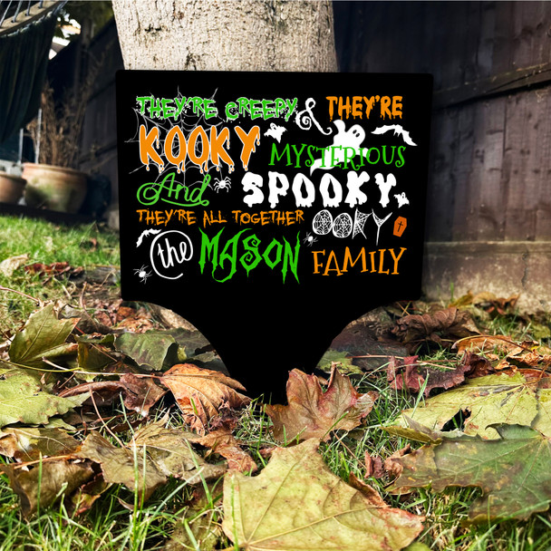Addams Family Song Spooky Black Orange Personalised Garden Stake Halloween Sign