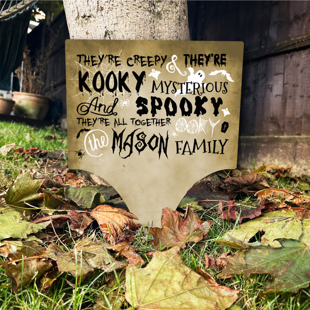 Addams Family Song Kooky Spooky Personalised Outdoor Garden Stake Halloween Sign