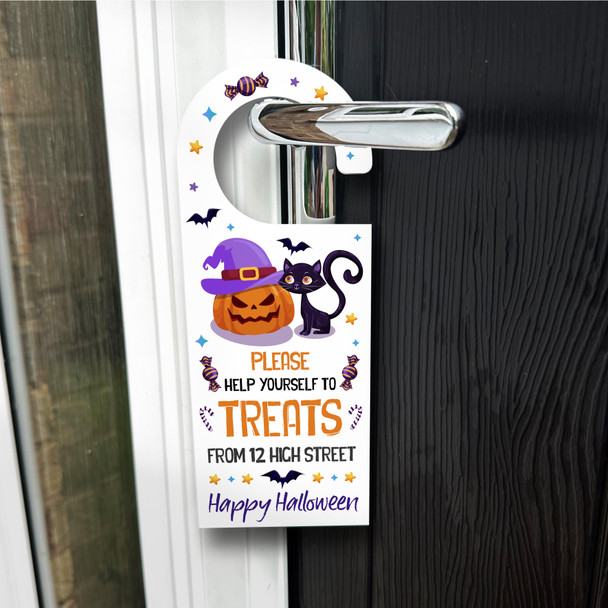 Help Yourself Treats Halloween Outdoor Decoration Personalised Front Door Hanger