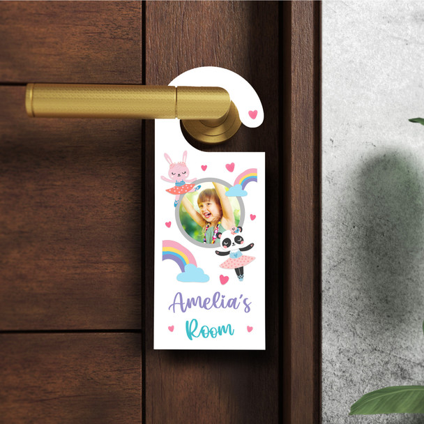 Personalized Ballerina Bunny Girl Kids Bedroom Photo Personalised Door Hanger