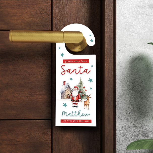 Personalized Stop Here Santa Christmas Personalised Kids Bedroom Door Hanger