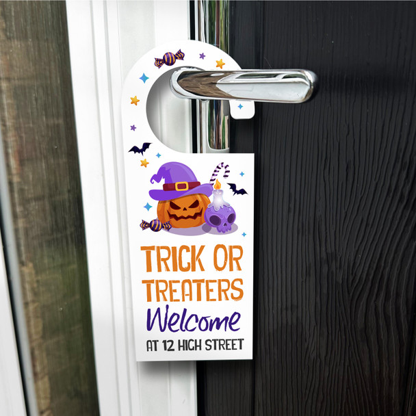 Trick Or Treaters Welcome Halloween Street Sign Personalised Front Door Hanger