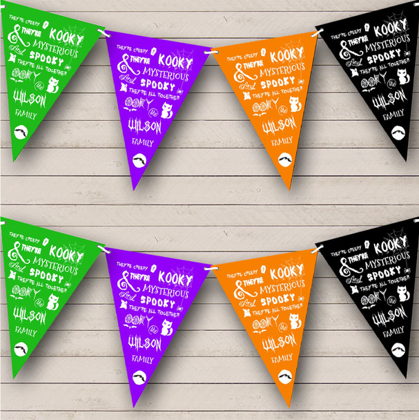 Black Purple Addams Family Song Personalised Banner Halloween Party Bunting