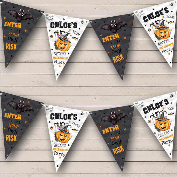 Watercolour Pumpkin With Legs Personalised Decor Banner Halloween Party Bunting