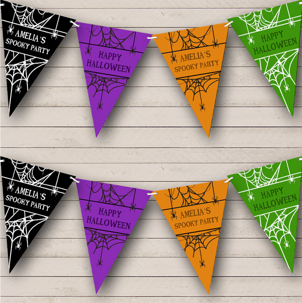 Spooky Bright Spider Web Personalised Decoration Banner Halloween Party Bunting