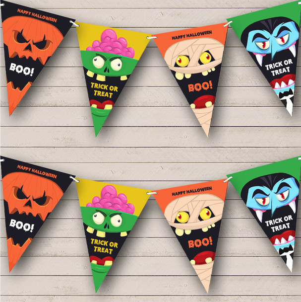 Trick Or Treat Monsters Personalised Decoration Banner Halloween Party Bunting