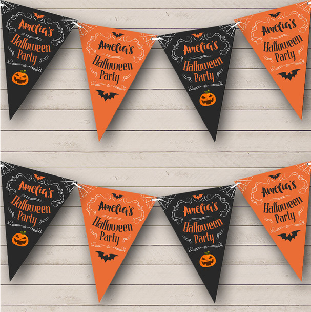 Vintage Orange Black Personalised Decoration Banner Halloween Party Bunting